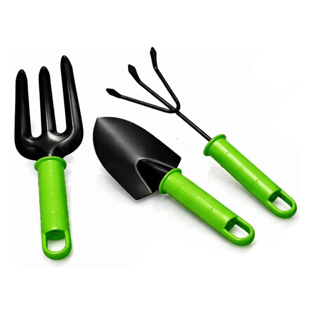 Kit Jardinagem 3 Peças Com Pá Garfo E Cultivador Para Plantas Horta Jardim