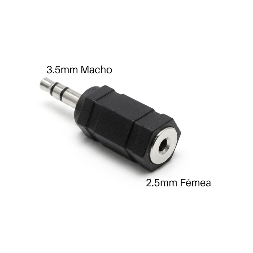 Adaptador P2 3.5mm Macho Para P1 2.5mm Fêmea Estéreo Fone