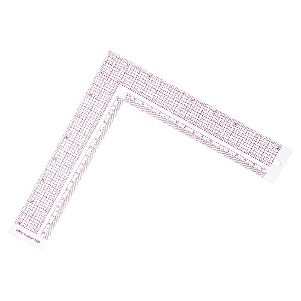 Régua em L Transparente para Costura, Régua de Medição Plástica para Alfaiataria, Régua de Costura Transparente de 90 Gr