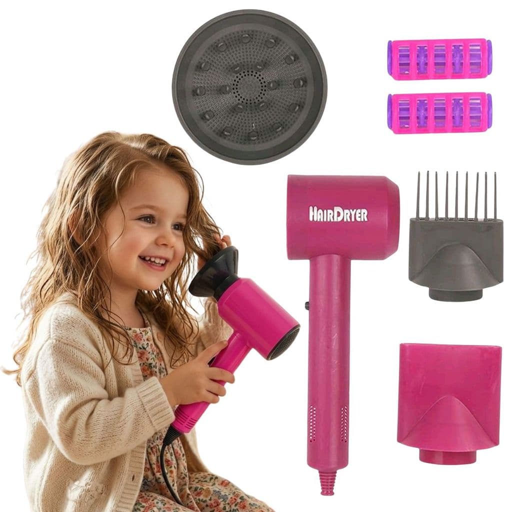 Conjunto de Salão de Beleza Cabeleireiro Secador e Acessórios Kit de Brinquedos
