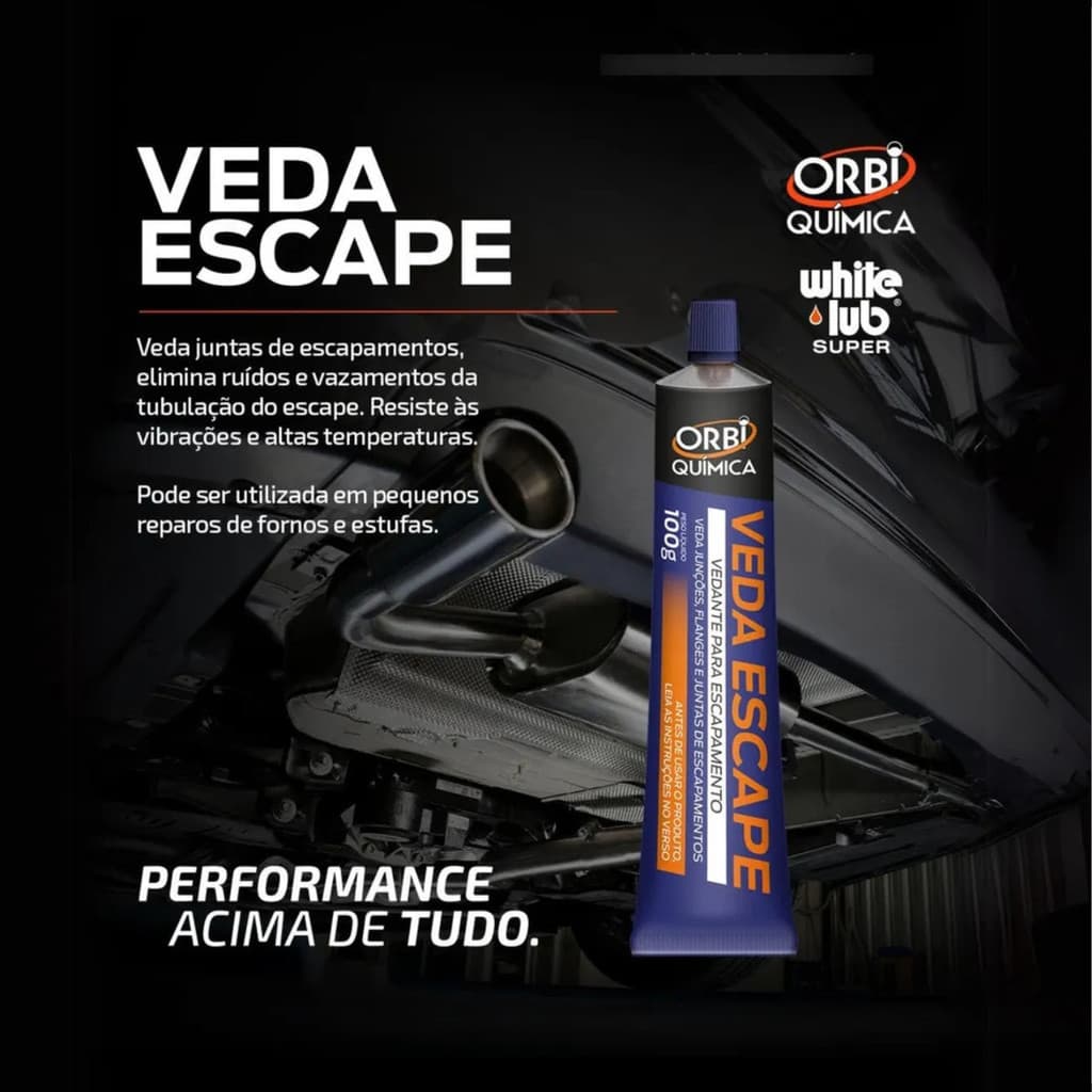 Cola Veda Escape Orbi 100g Premium Repara Furos Vazamentos e Reduz Ruídos no Escapamento