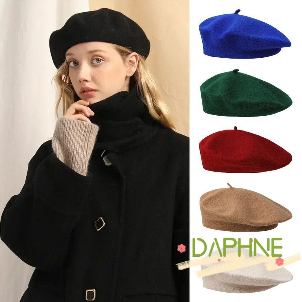 Boné Liso DAPHNE , Boinas Retrô Elegantes De Lã De Inverno De Feltro Quentes De Cor Sólida Combinadas Para Mulheres