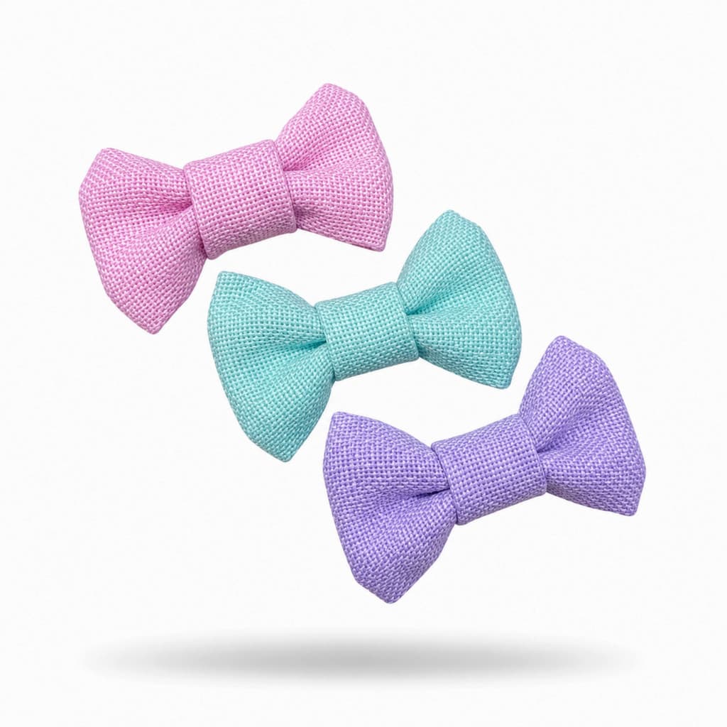 Kit 3 Laços Linho Tons Pastel Rosa Verde Água Lilás Infantil Luxo Artesanal Moderno Macio