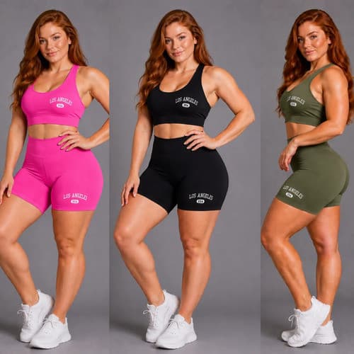 Kit 3 Conjunto Academia Top E Short Plus Size Los Angeles