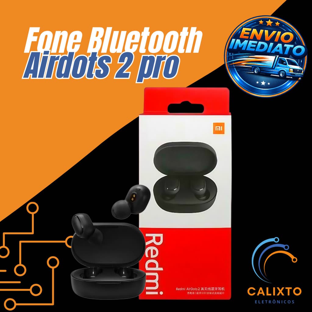 Fone Bluetooth Sem Fio Wireless Airdots 2 pro Redmi TWS Bluetooth Com Led