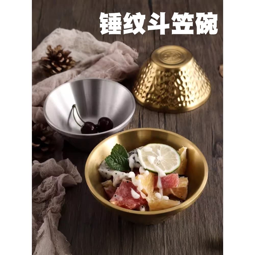 Estilo coreano 304 aço inoxidável martelo padrão chapéu tigela sorvete influenciador algodão areia Smoothie tigela sobre
