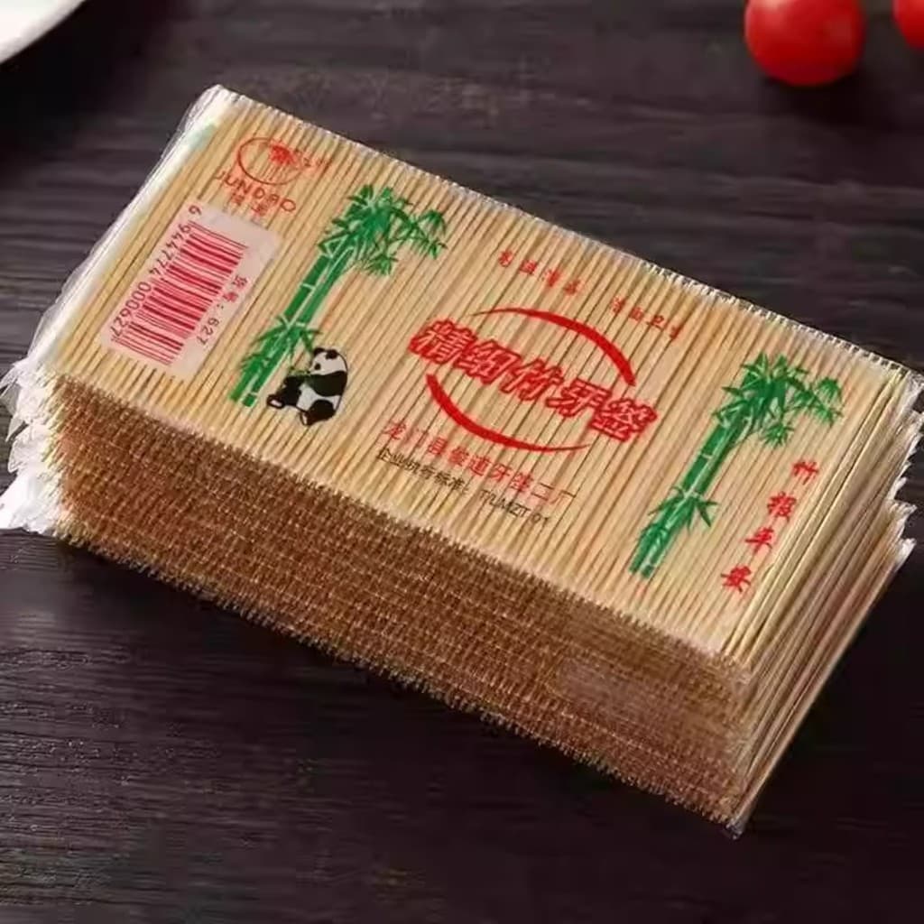 Palitos de dente de duas cabeças, palitos finos de bambu descartáveis para uso doméstico, restaurante, frutas em massa,