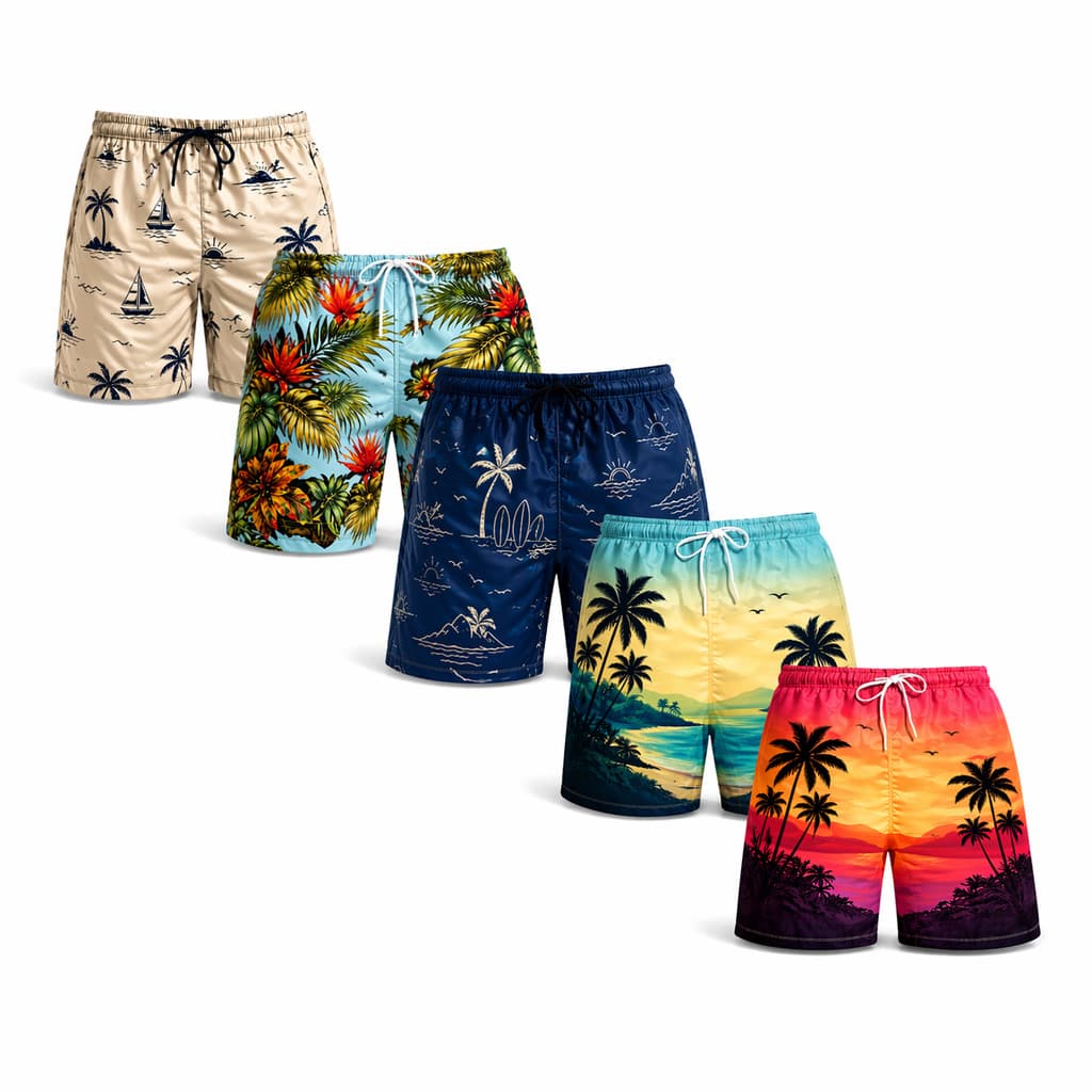 Kit 5 Short Masculino Estampado Leve Confortável Secagem Rápida Alta Qualidade Premium