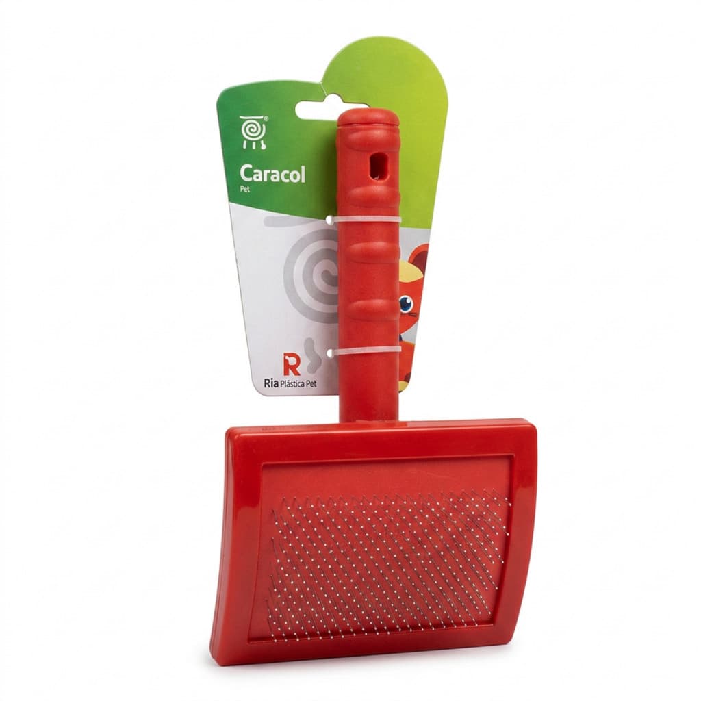 Rasqueadeira Pet 11,5cm Escova Plástica Vermelha Cães Gatos Pelos
