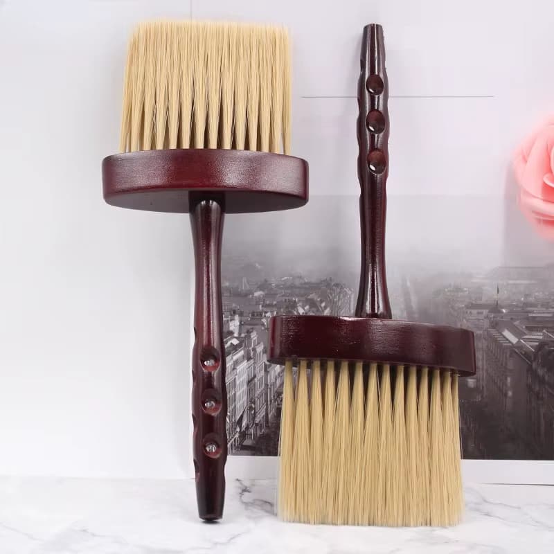 Escova Espanador de Cabo Ongba Barber Academy Marrom Espanador de Madeira de Cabo Longo