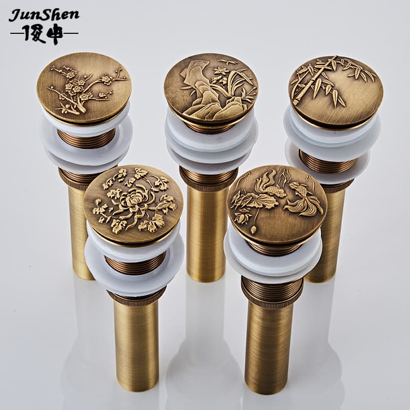 Escorredor antigo de latão para lavatório, tubo de drenagem retrô, estilo Medieval, estilo europeu, acessórios de salto