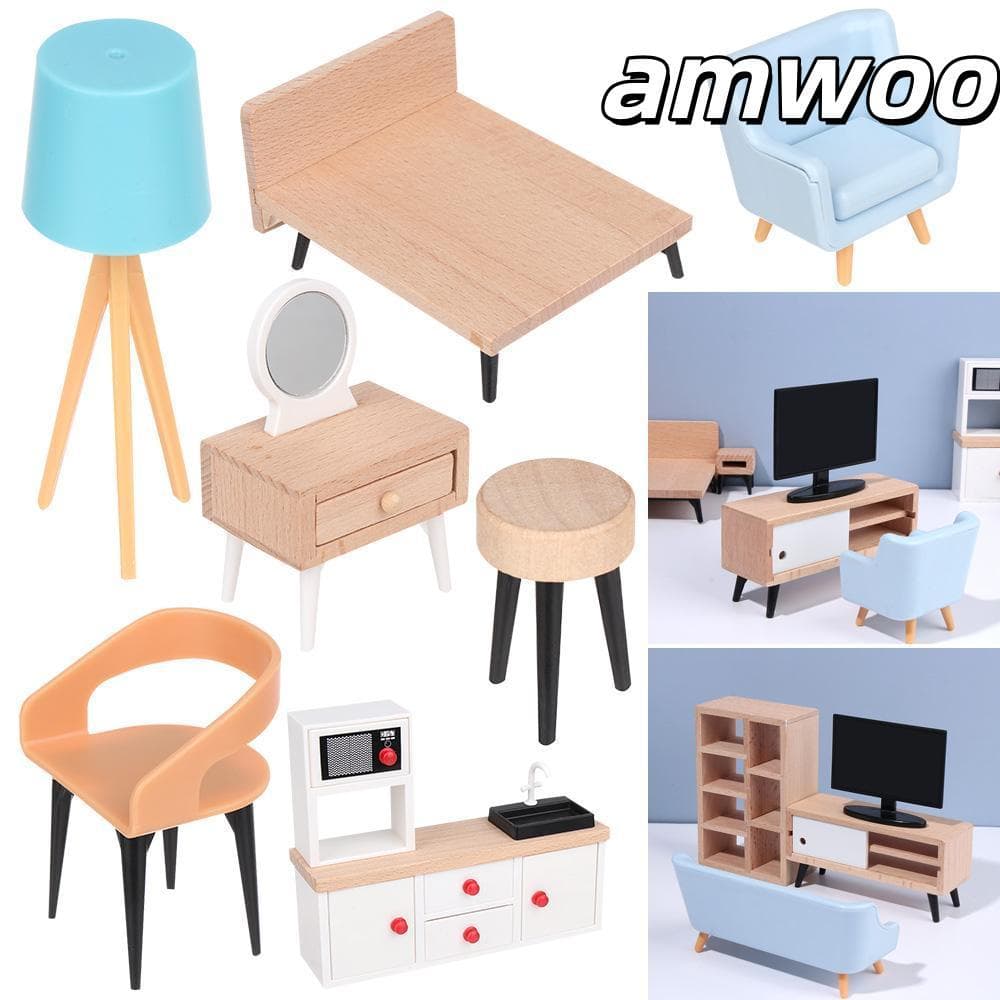 AMWOO Dollhouse Móveis Em Miniatura Acessórios Para Bonecas Escala 1 : 12 Armário De TV Casa De Brincar