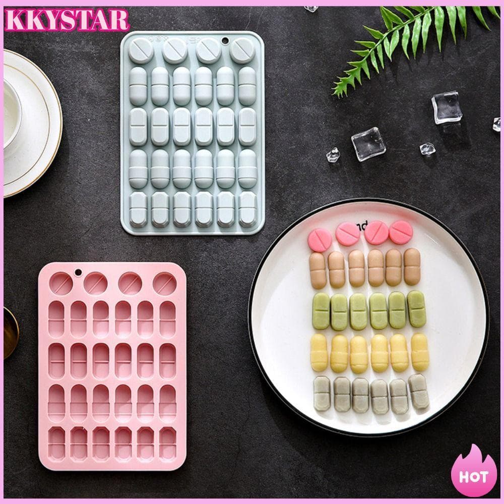 Molde Em Forma De Cápsula , De Silicone Para Comprimidos Com Design De 28 Cavidades Chocolate Reutilizável Fle