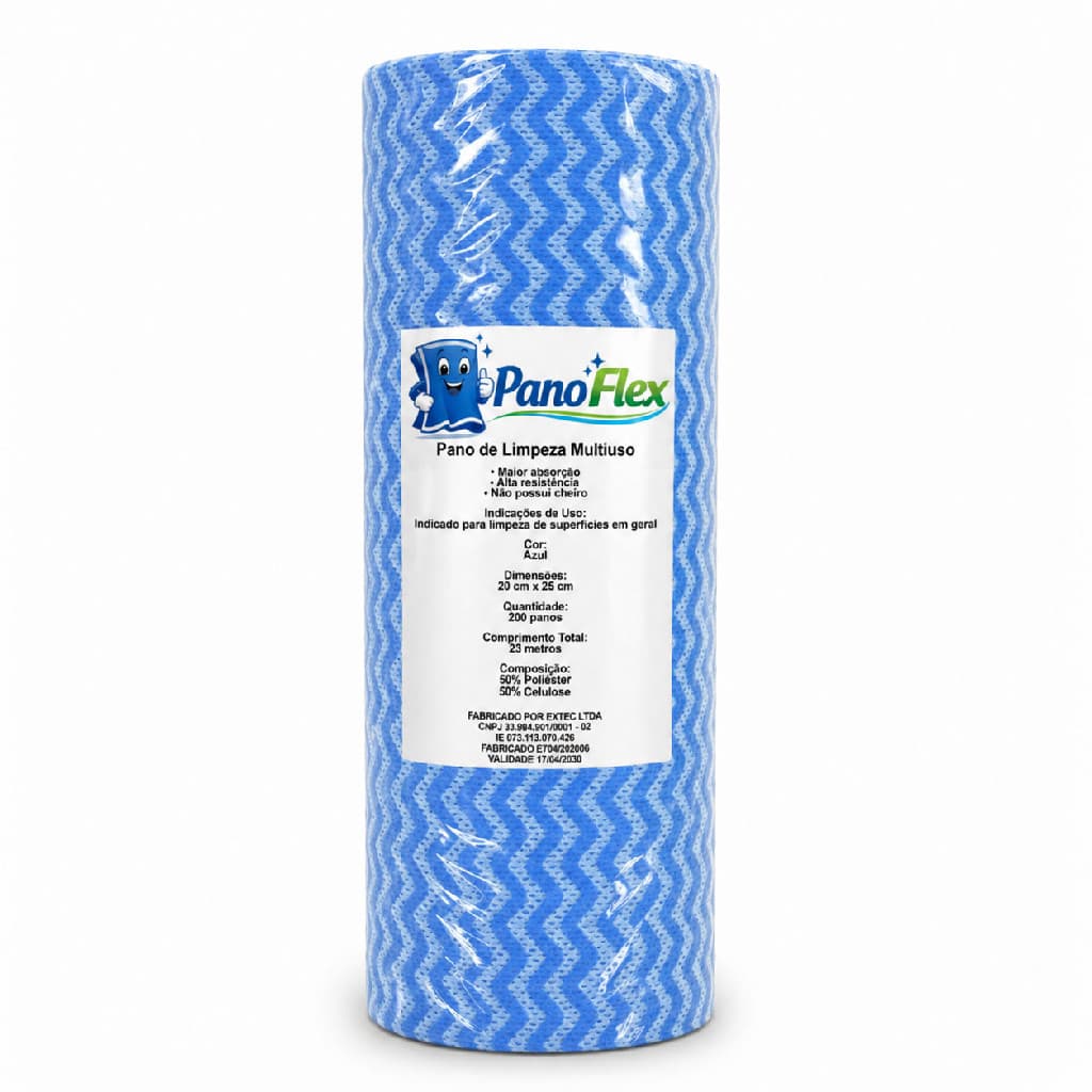 100 Unidades Pano de Limpeza Azul PanoFlex 20x25cm Alta Absorção Multiuso