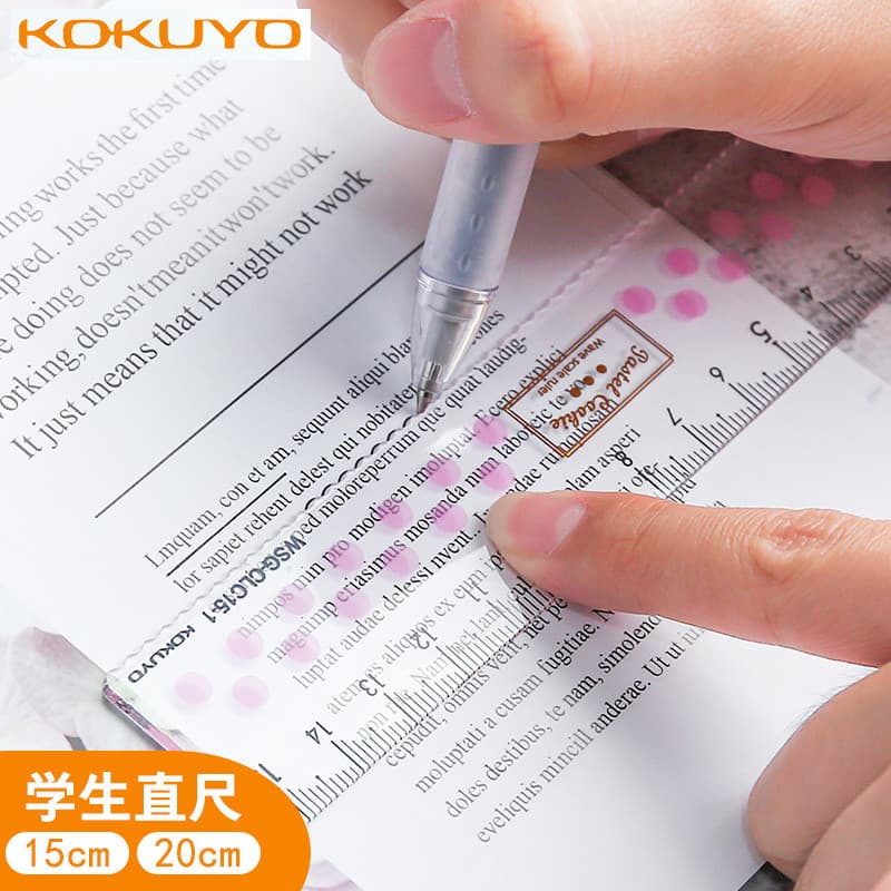 Japão Japão KOKUYO KOKUYO Régua de cor clara Régua de plástico Régua de onda de medição de 15 cm Escala dupla especial p