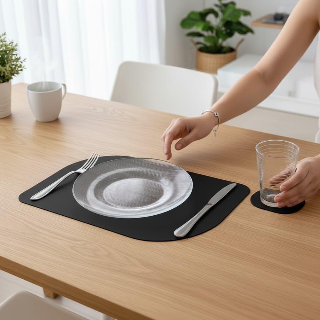 Kits Jogo americano para mesa couro sousplat + porta copos 2 , 4, 6 ou 8 kits