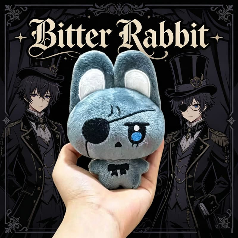 Pelúcia de 10cm do Coelho Amargado Ciel Phantomhive de Black Butler