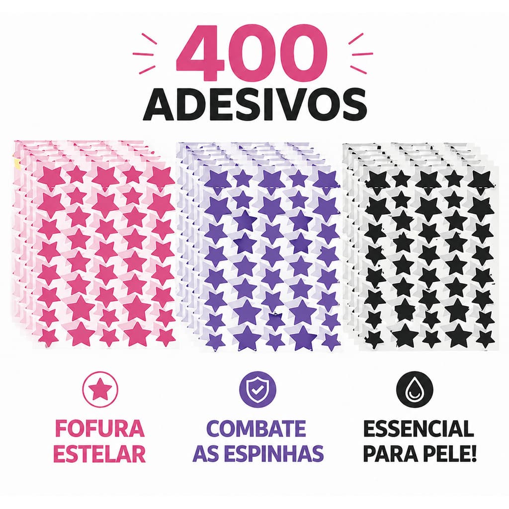 kit 400 ADESIVOS Hidrocolóides para ACNE Secativo SECA ESPINHAS CURATIVO Anti-Espinha