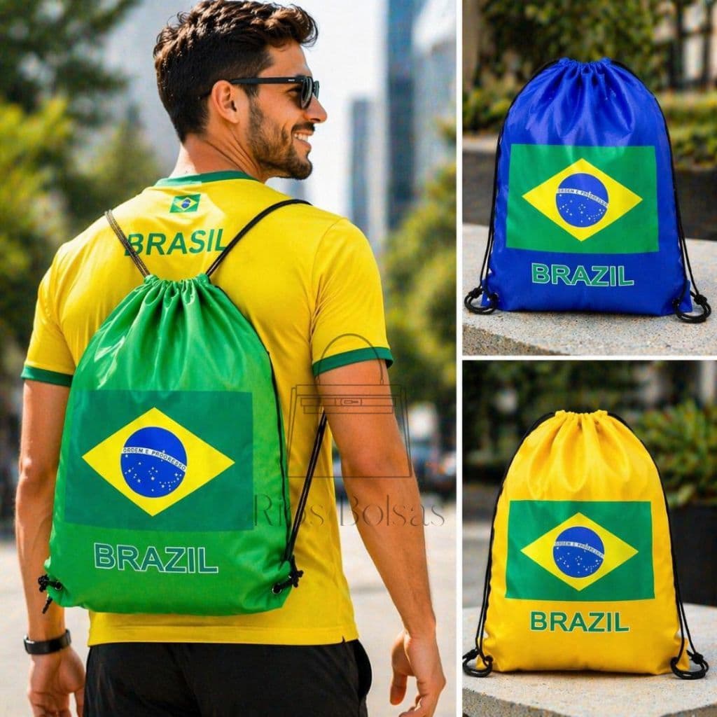 Saco Costa Bolsa  Mochila Brasil Torcedor Copa do Mundo 30x40 Unissex