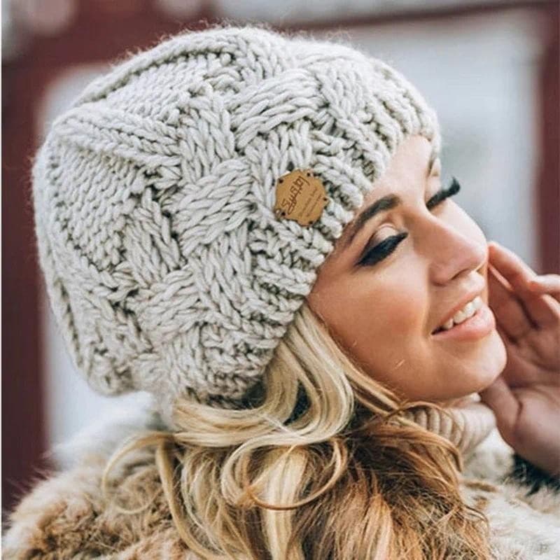 Novo Chapéu de Inverno para Mulheres, Gorro de Tricô Coreano, Chapéu Grosso Estilo Skullies, Bonés de Outono para Uso Ex