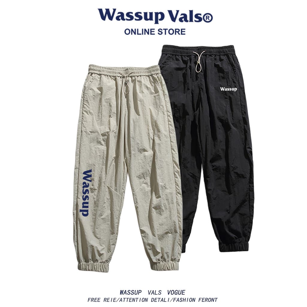 WASSUP VALS Mountain Series Calças de secagem rápida de seda gelada masculinas estilo fino verão calças soltas primavera