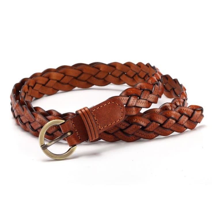 Versão coreana moda 3 fios de couro esmagado trançado doce estilo fino senhoras cinto All-Match estilo feminino couro se