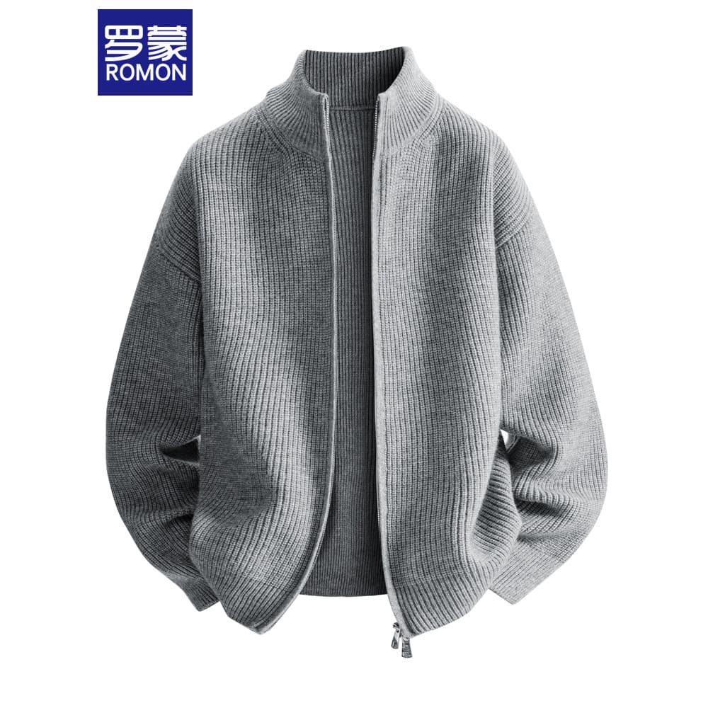Lomon Cardigan camisola masculina outono inverno estilo preguiçoso malhas exterior Wear masculino zíper gola alta jaquet