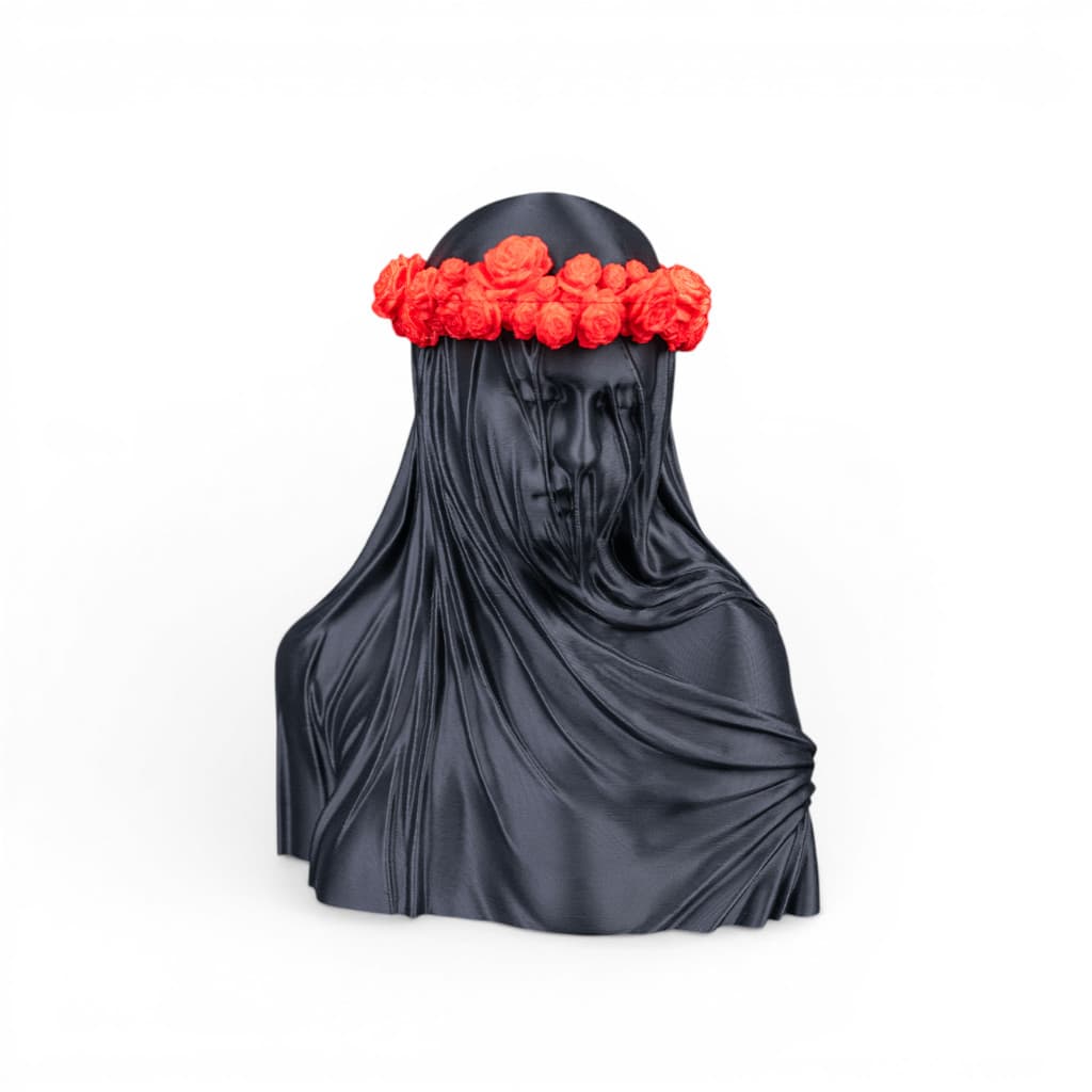Escultura Decorativa Gótica  Véu de Silêncio com Coroa de Rosas Estilo Clássico Arte 3D