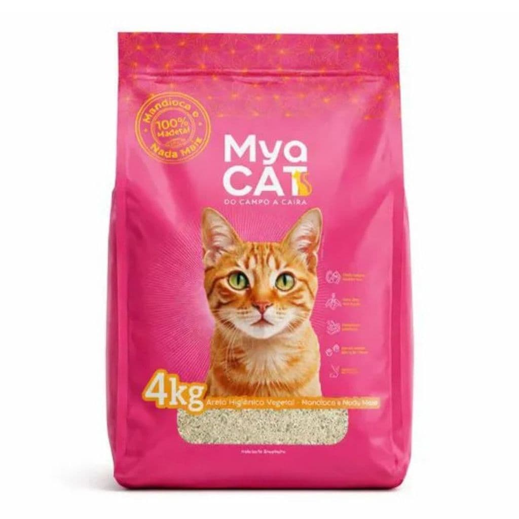 Areia Mya Cat Biodegradável Mandioca Elimina Odor Gatos 4kg