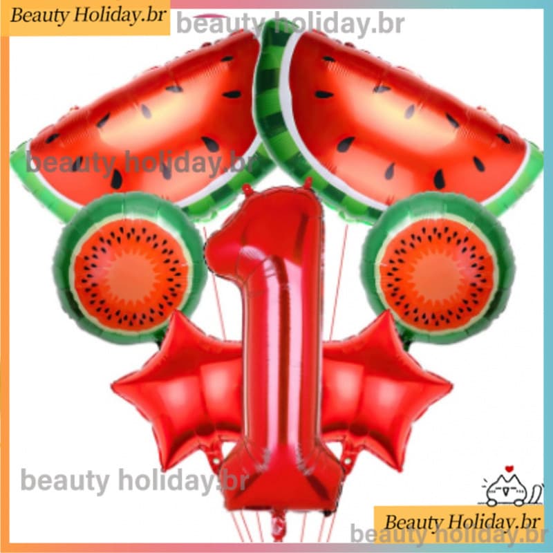 7pcs/set Decorações Da Festa Melancia Para O Primeiro Aniversário, Um Em Balão De Melão,, Balões De 1o Das C