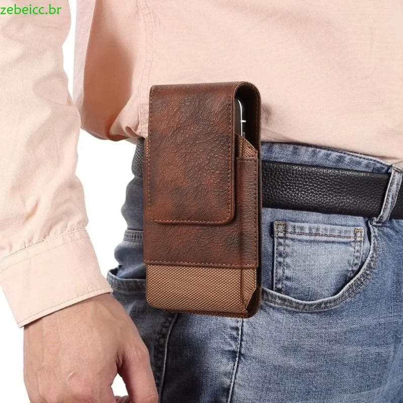 zebeicc Multi Slot Cintura Bolsa Vertical Armazenamento Telefone Prático PU Cinto Loop Acessório