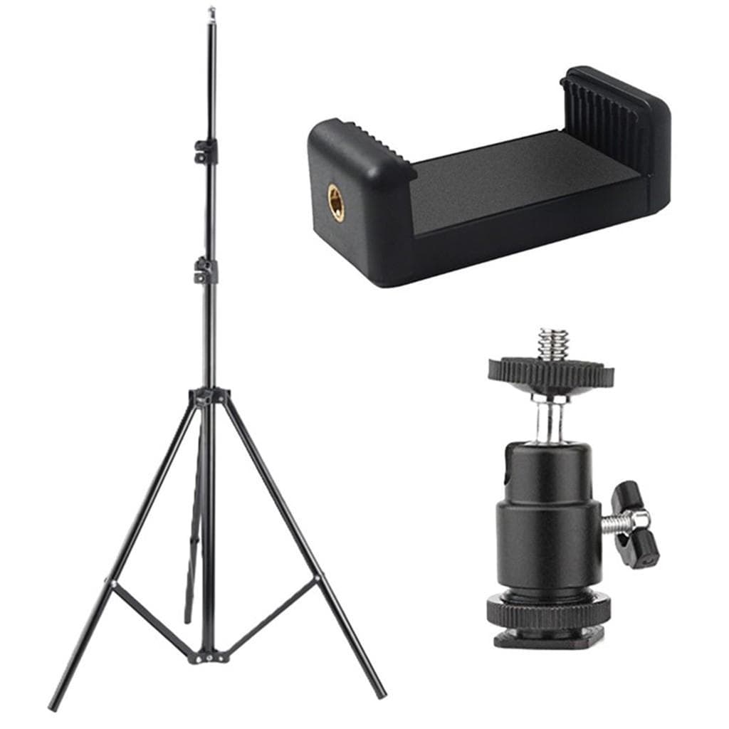 Kit Tripé De Iluminação 2m + Suporte Giratório Vertical E Horizontal + Adaptador Para Celular