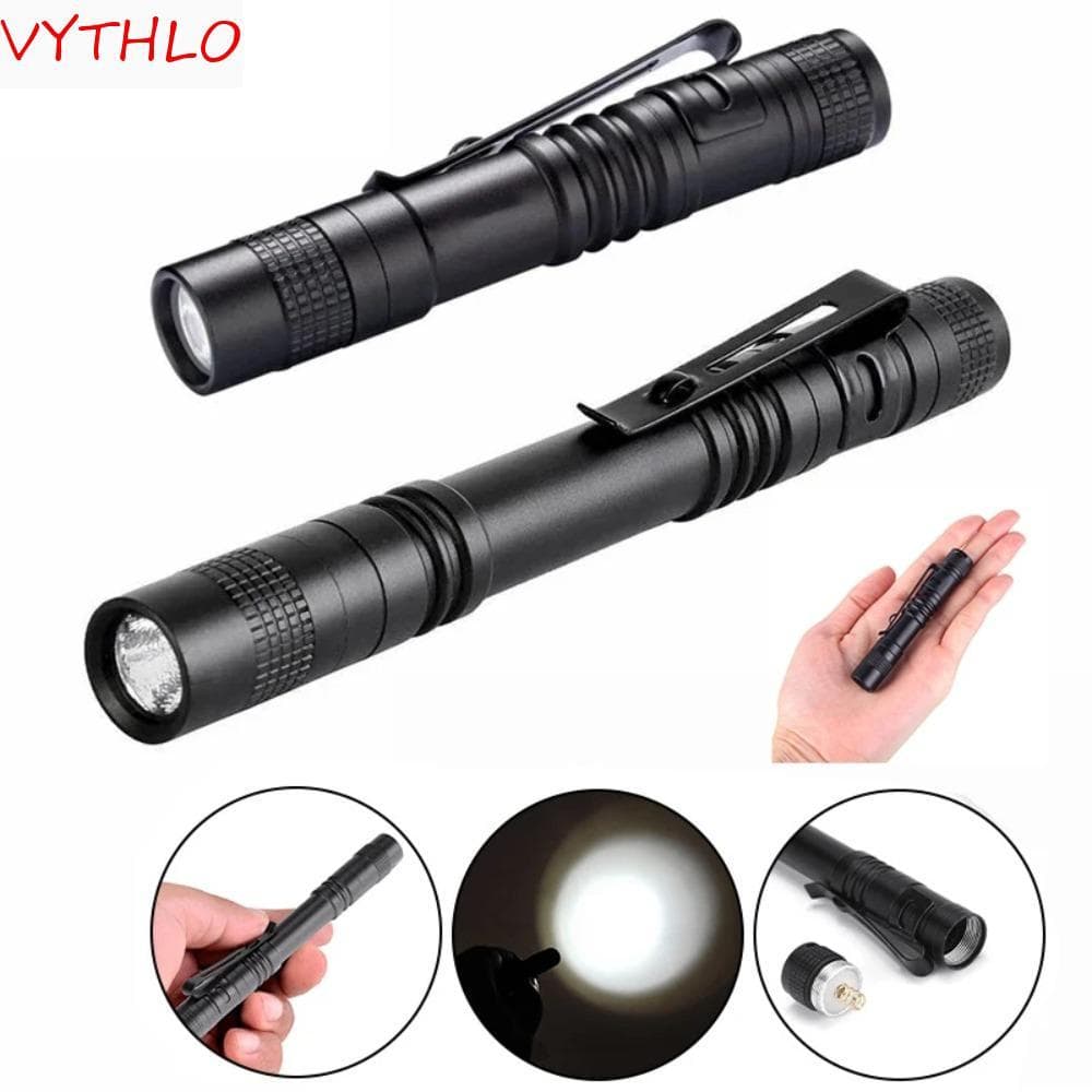 VYTHLO Mini Caneta Lâmpada Lanterna Portátil , Com Clipe Luz Penlight Clip De Trabalho , Preto