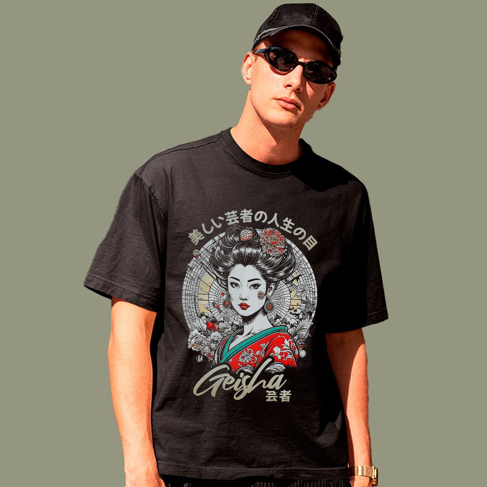 Camiseta Básica Gueixa Japonesa Arte Oriental Style 100% Algodão