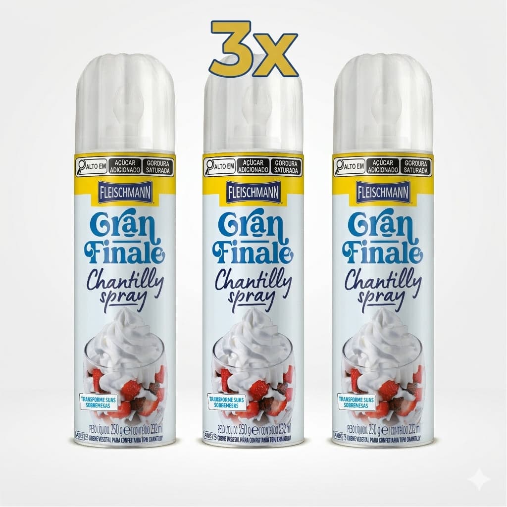 Chantilly Spray Pronto Fleischmann 250g - Café e Doces - Fácil Aplicação, Textura Leve, Sabor Suave