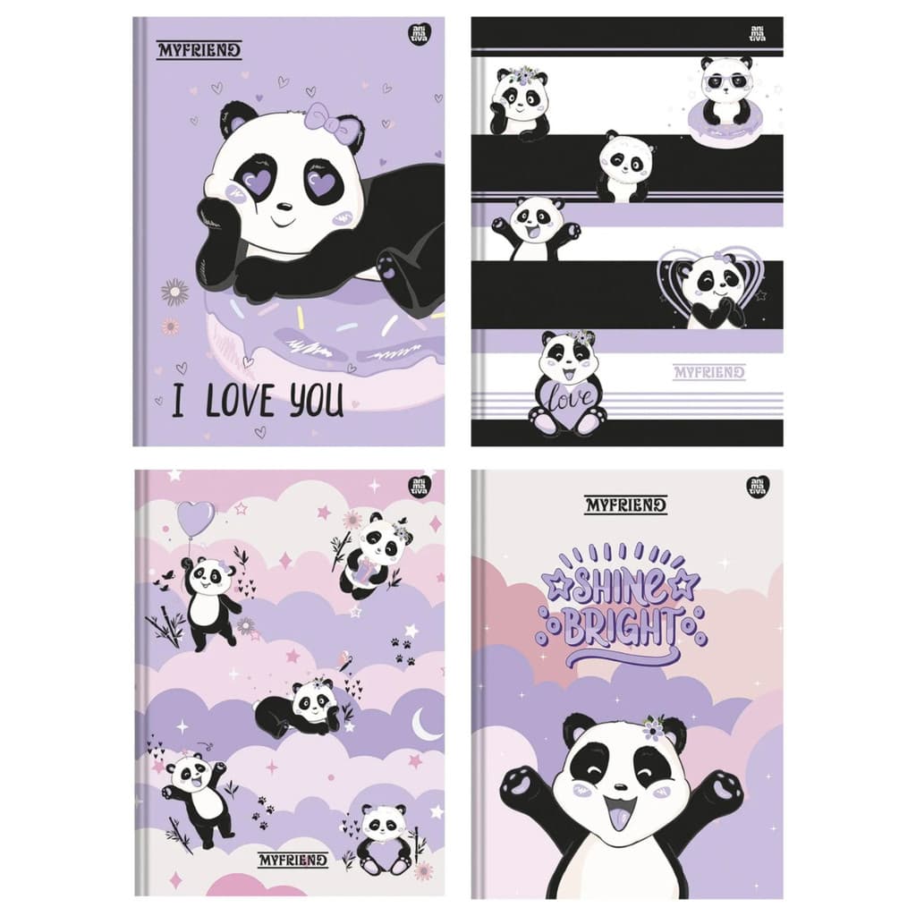 Caderno Universitário Brochurão 80 Folhas My Friend Panda Escolar Animativa