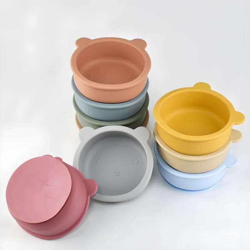 Tigela de Silicone para Alimentação Complementar de Bebês, Tigela de Silicone para Crianças Aprendendo a Comer, Tigela d