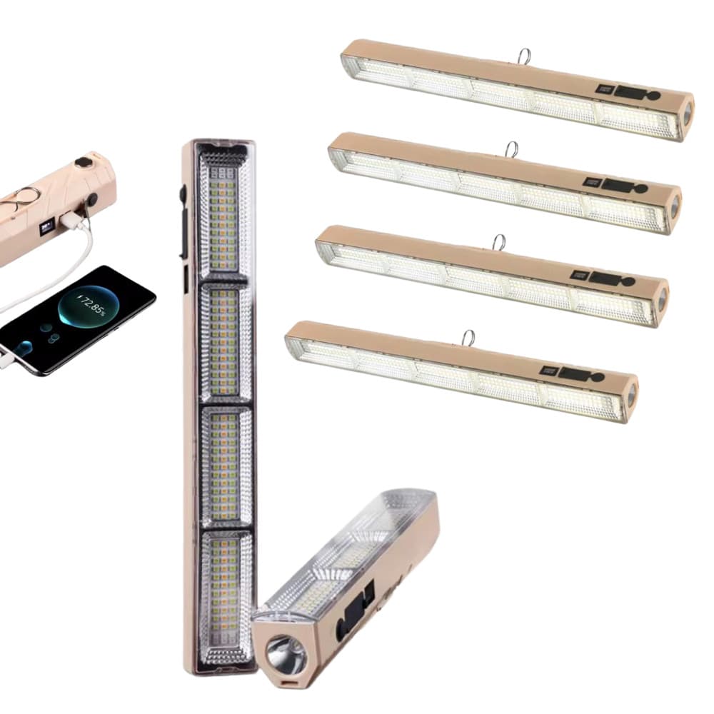 Kit 4 Emergência Luz Led Tubo 400w Emergência Camping Lampião Pesca Barraca Lanterna 41cm Luminoso Recarregável