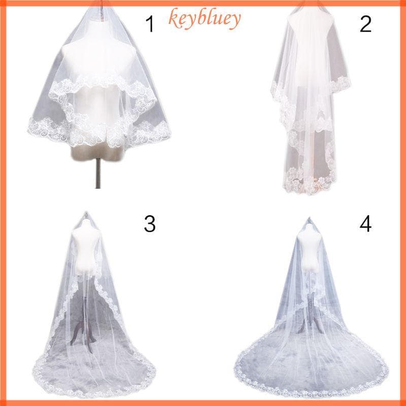 1.5/2/3/5M 1 Layer Women Bridal White Ultra Long Wedding Tulle Veil Wide Embroid