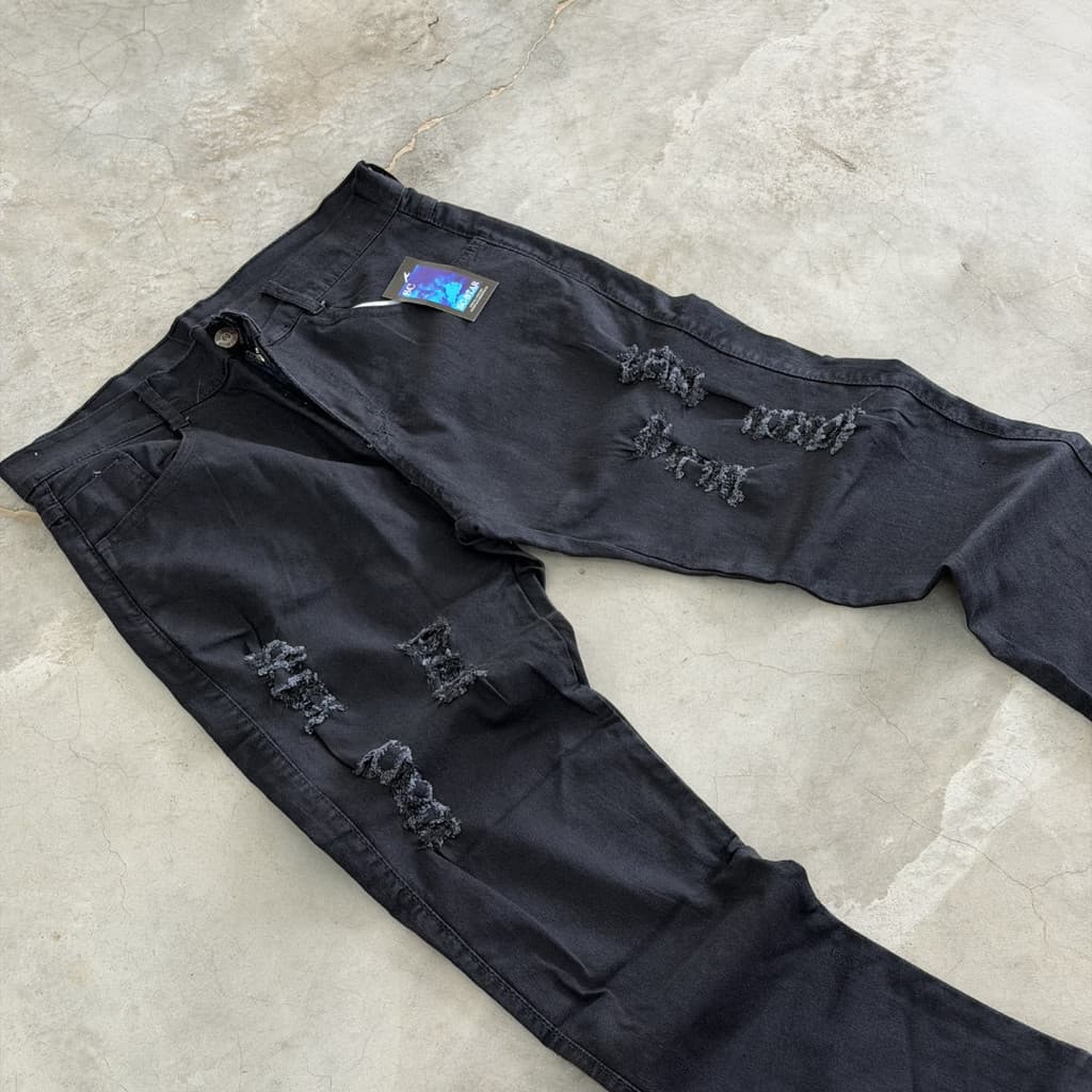 Calça Jeans Masculina Modelo Jogador Premium Denim Drip Preta