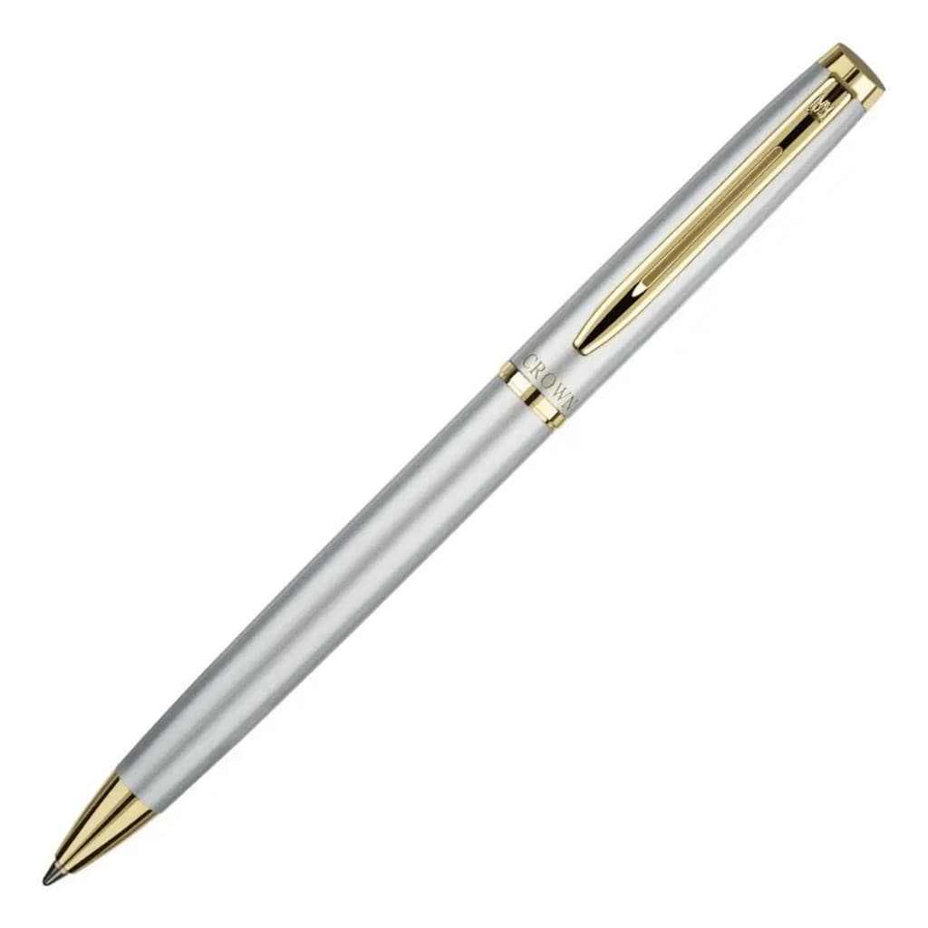 Caneta Crown Libra Gold Esferográfica 10078s Cromada Luxo