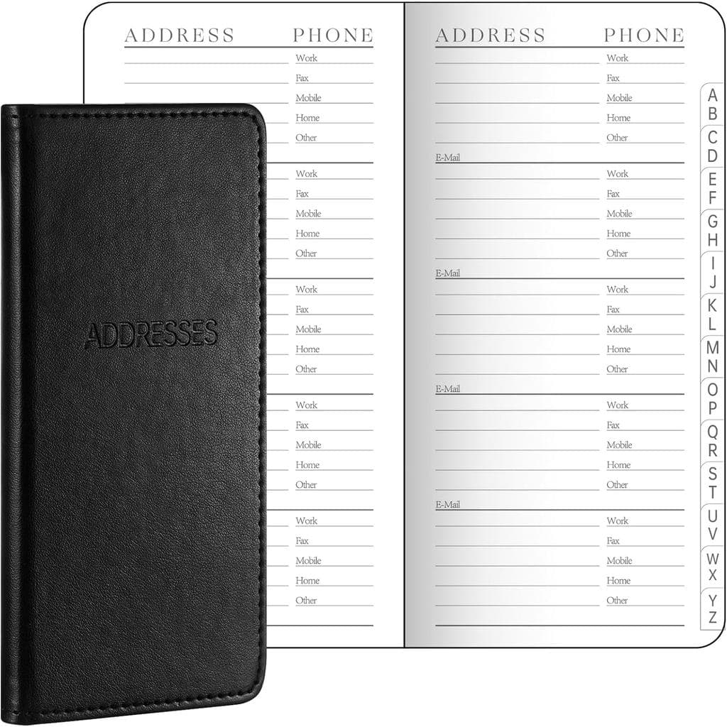 Caderno de Endereços de Couro com Abas Alfabéticas, Pequeno Caderno de Endereços 6 x 3,25 Polegadas para Números de Tele