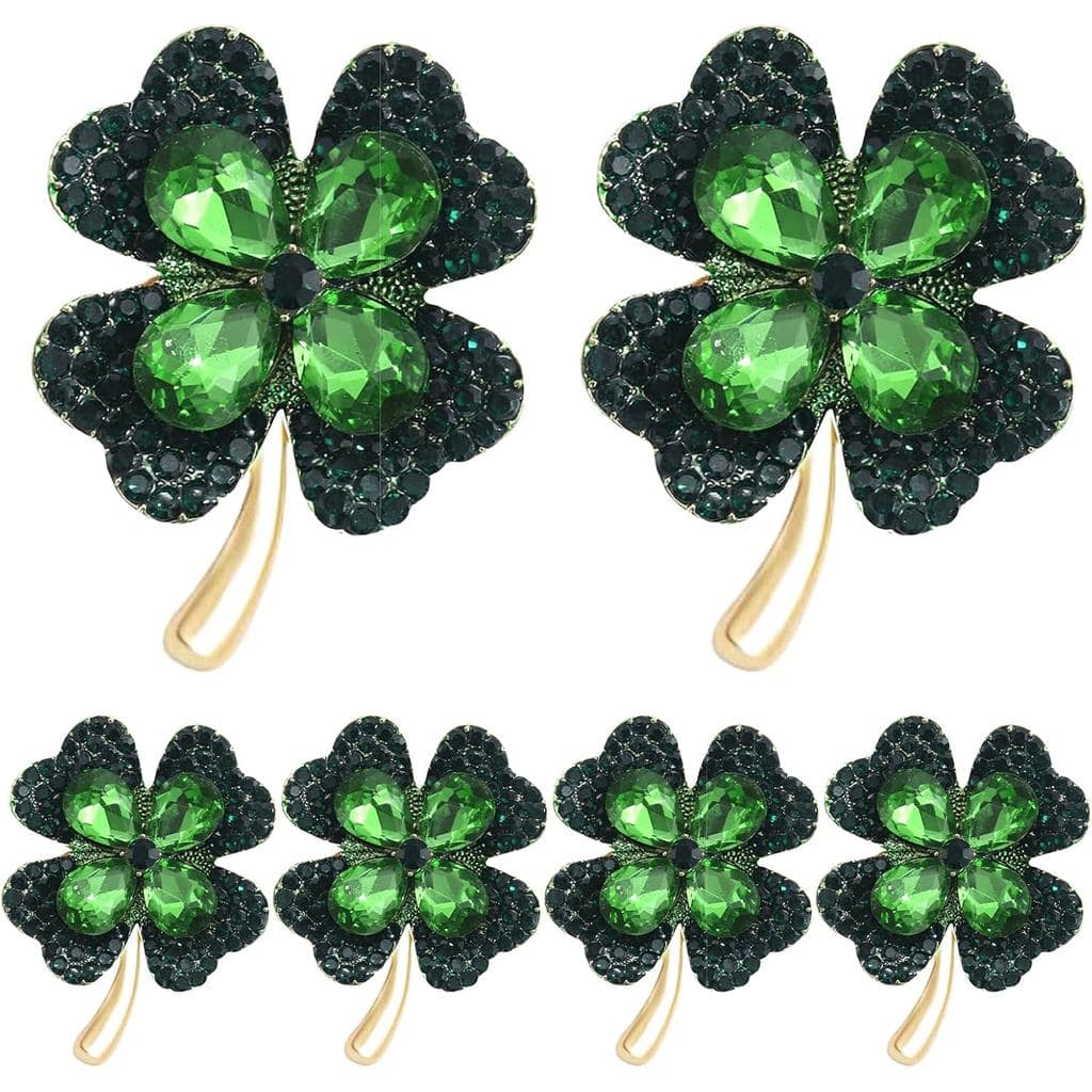6 Peças de Broche de Trevo Verde para Lapela, Pins do Dia de São Patrício, Broche de Shamrock, Joias para Homens e Mulhe