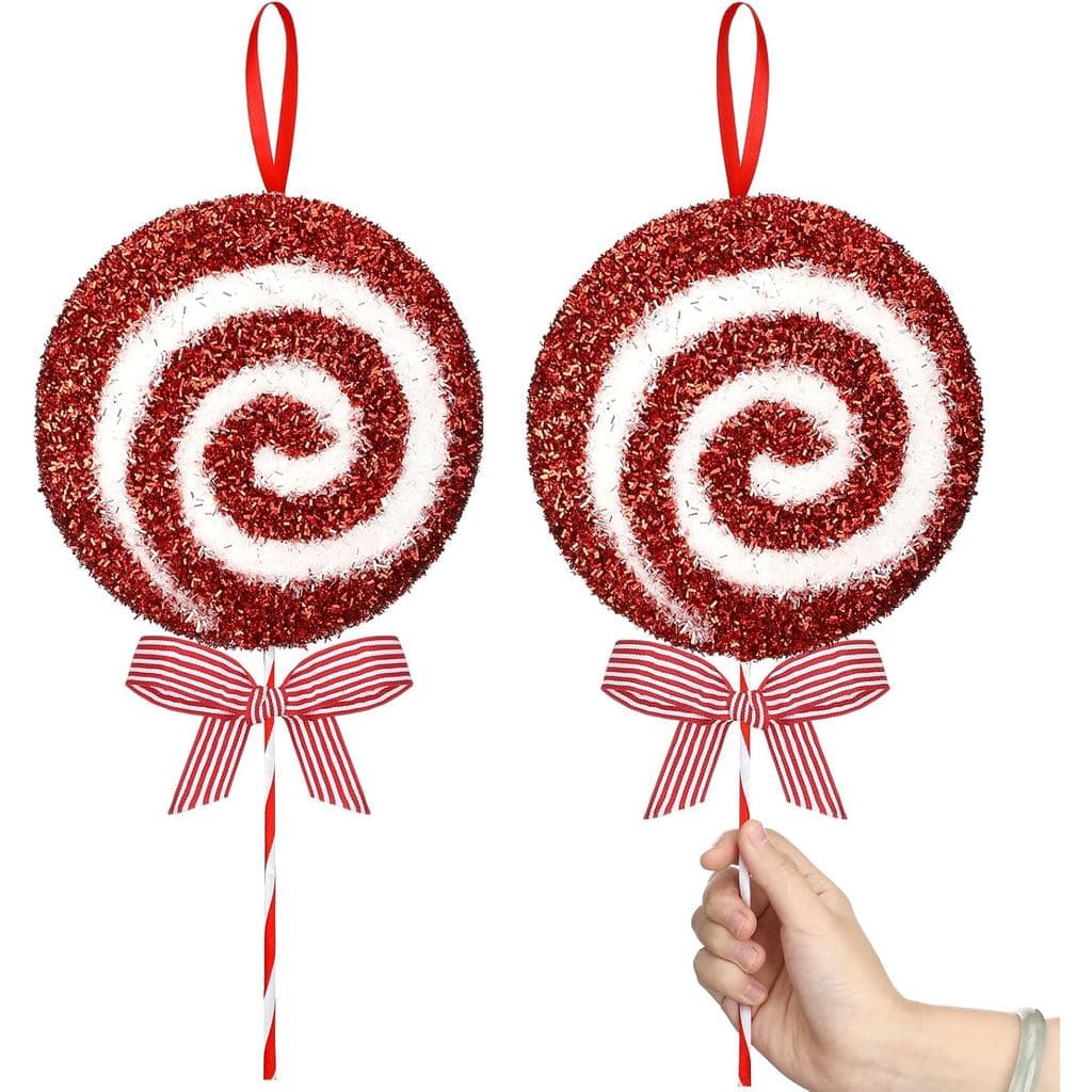 Poen 2 Peças de Decorações de Natal em Forma de Pirulito Extra Grande de 16'', Enfeites de Árvore de Natal Suspensos Sup