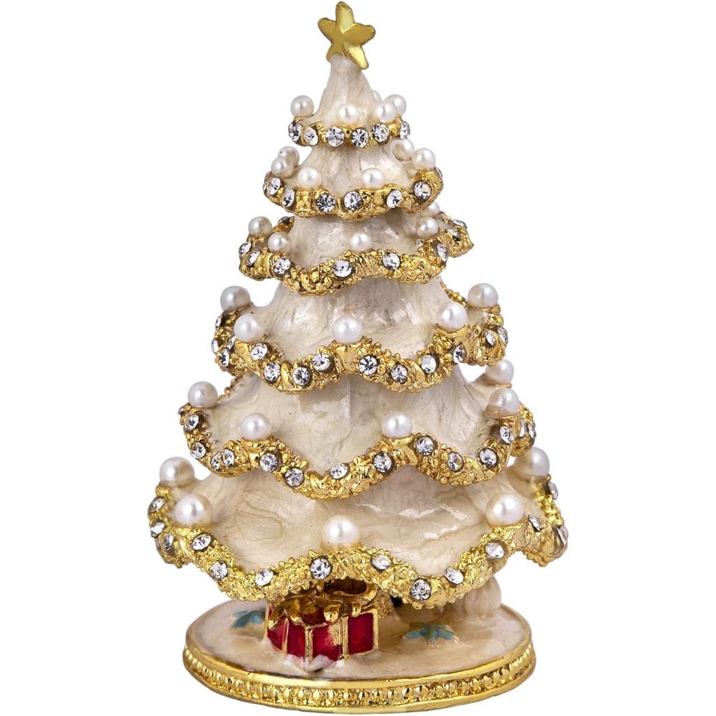 Caixas de Joias para Árvore de Natal QFkris, Pintadas à Mão com Esmalte e Strass Brilhantes, Porta-Anéis, Um Presente Su