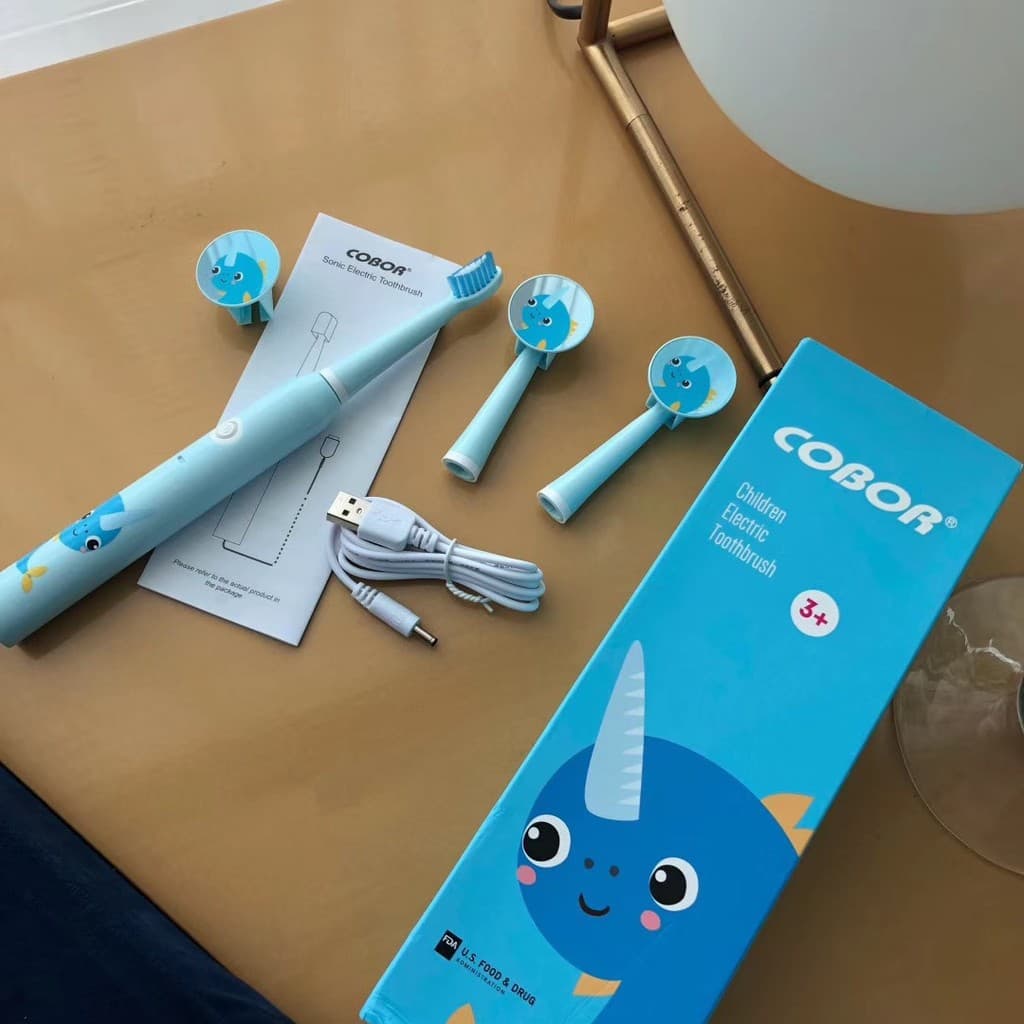 American cobor Unicorn Escova de dentes elétrica infantil com cerdas macias acima de 3 anos de idade 4-5-6-8-10 anos de