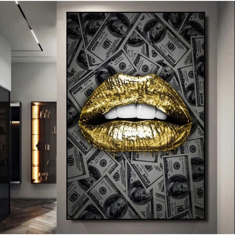 Quadro Decorativo 110x80cm Boca Gold Dollar