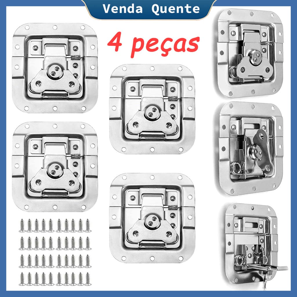 4 travas de mola borboleta cromadas, travas de torção, adequadas para gabinetes de chassis de voo Rodoviário