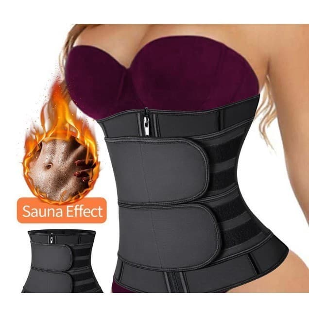 Cinta Modeladora corset Abdominal Feminina Redutora Afina Cintura Espartilho Ajustavel Dupla C/Zíper