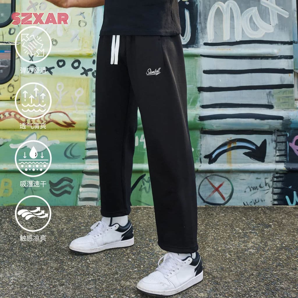 SLAMBALL outono inverno americano calças cortadas Fitness basquete correndo solto esportes lazer em linha reta Terry na